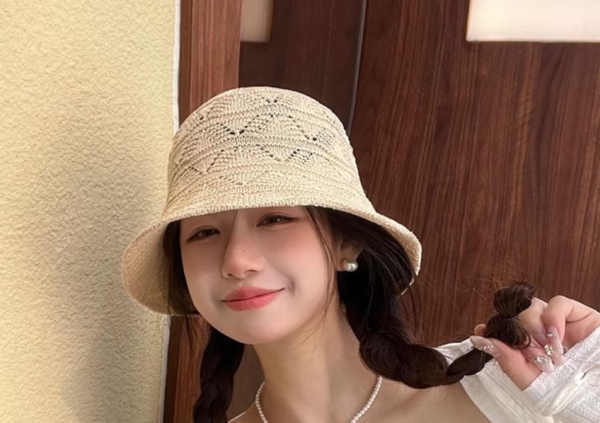 Knit Bucket Eyelet Hat