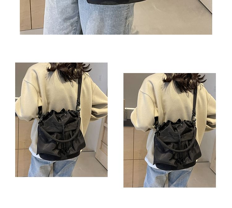 Multi-Pocket Drawstring Bucket Bag