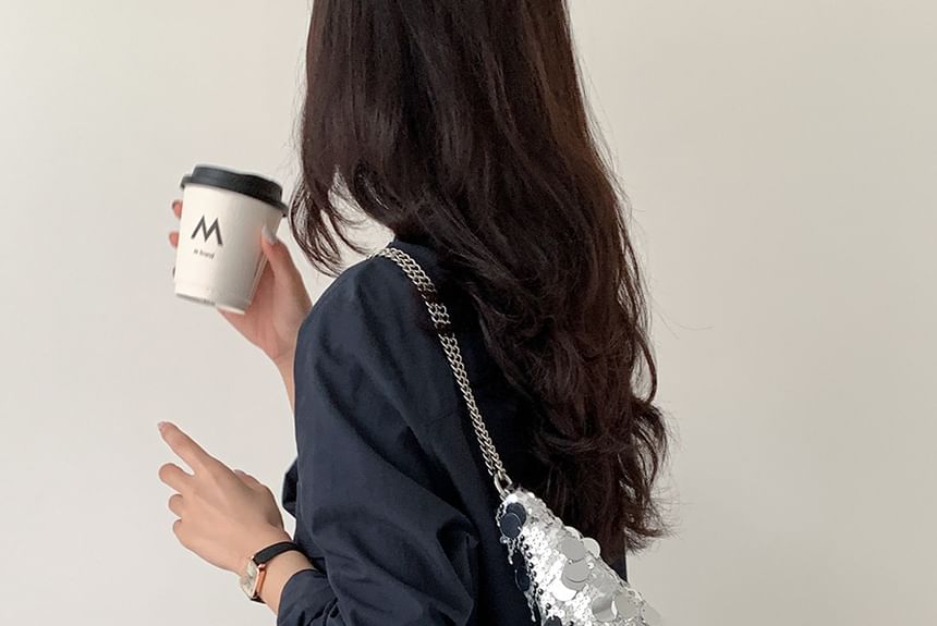 Chain Strap Sequin Hobo Bag