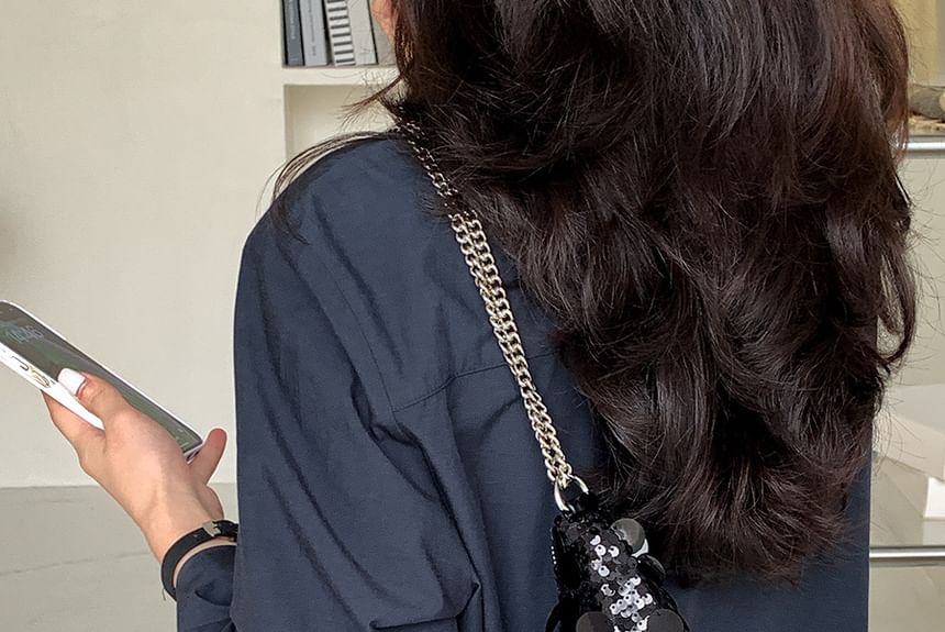 Chain Strap Sequin Hobo Bag