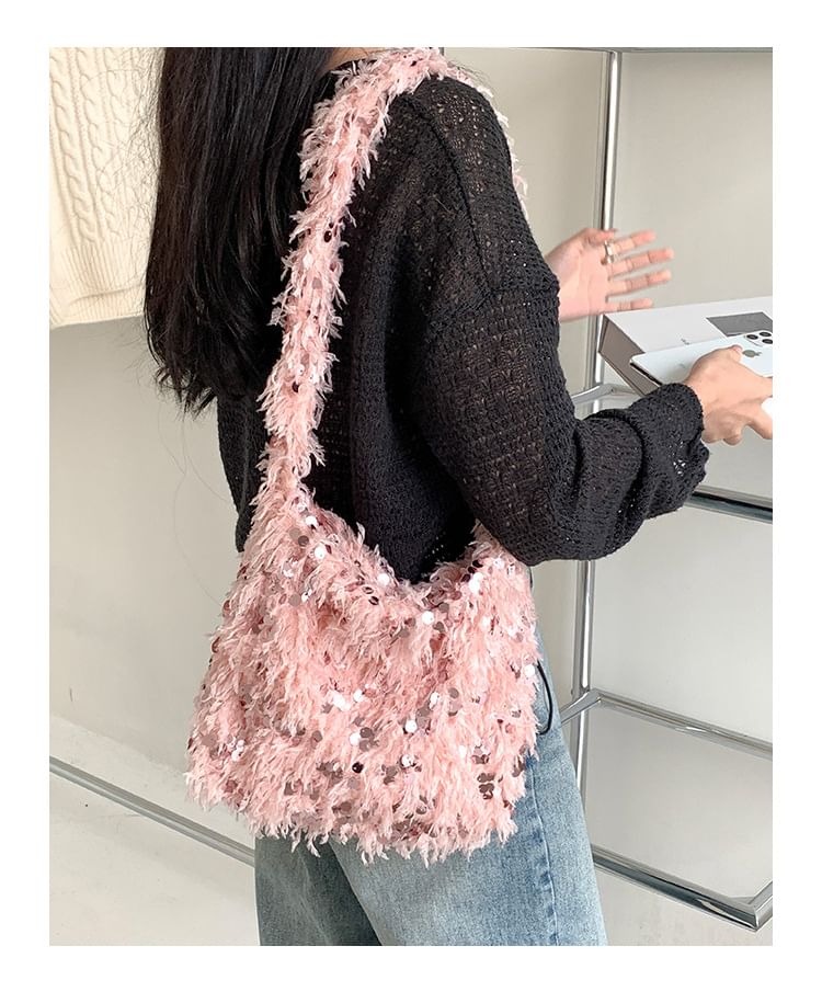 Sequin Fringed Crossbody Bag