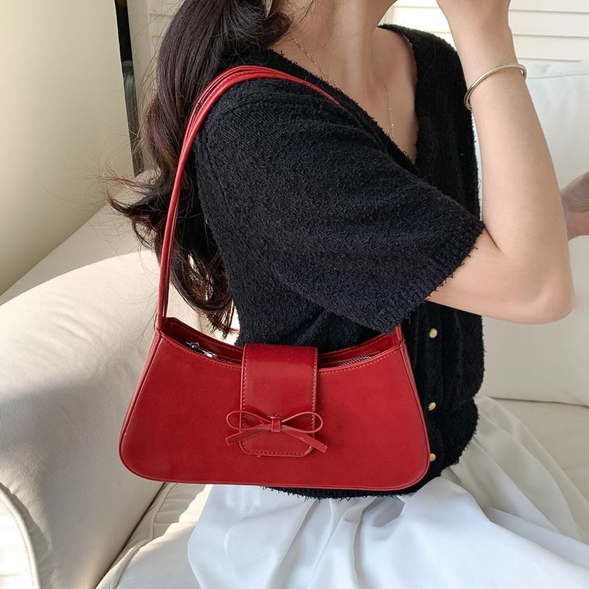 Bow Faux Bag Shoulder Leather
