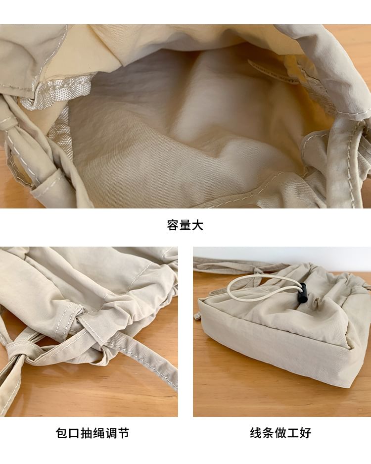 Bag Drawstring Crossbody Nylon Plain