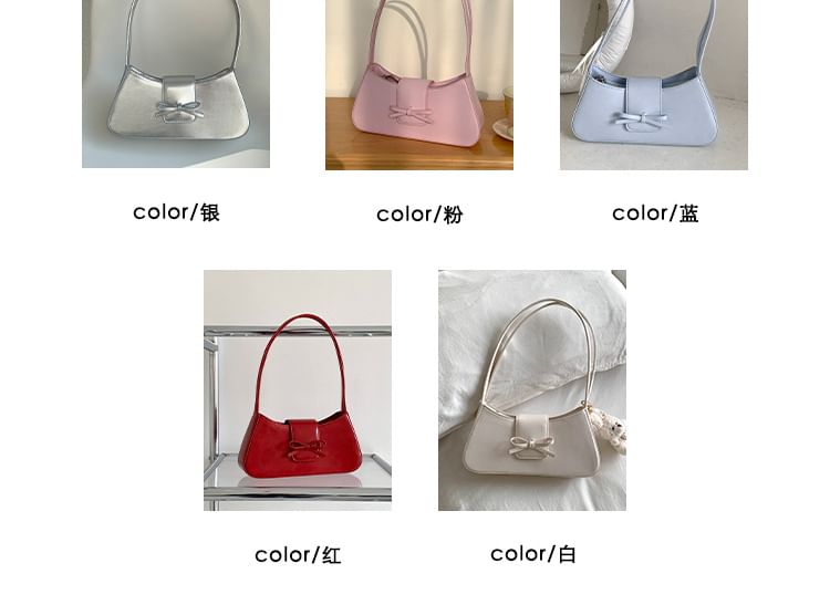 Leather Shoulder Bow Bag Faux