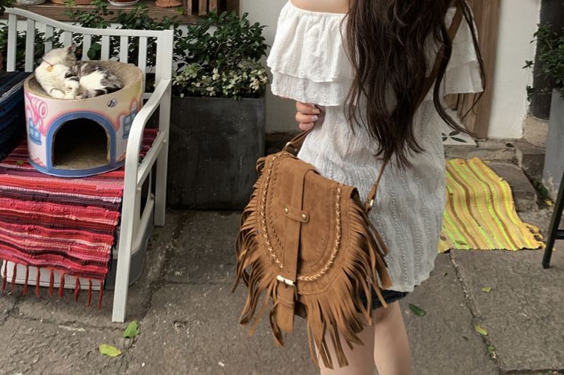 Off Ruffle Short-Sleeve Blouse Plain Shoulder