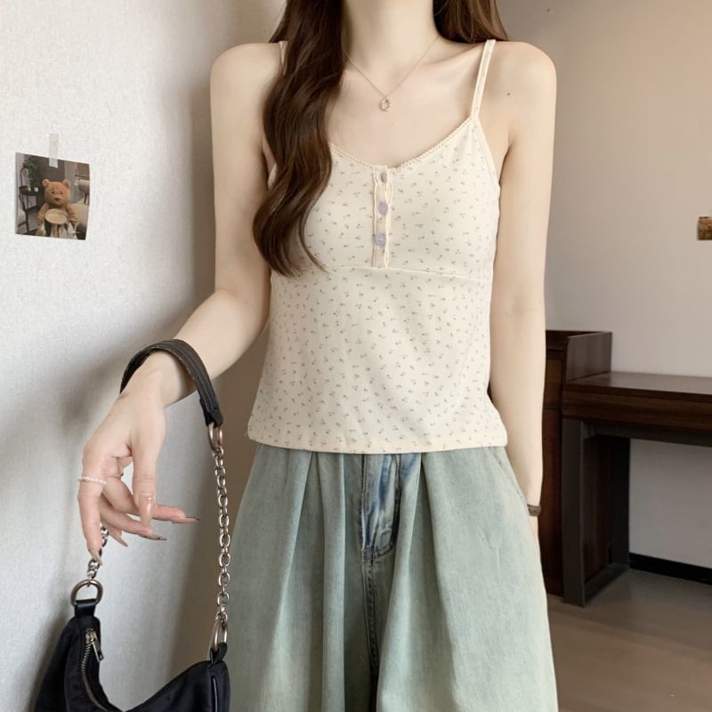 Cami Print Henley Floral Top