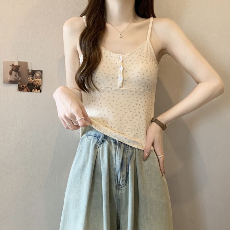 Cami Print Henley Floral Top