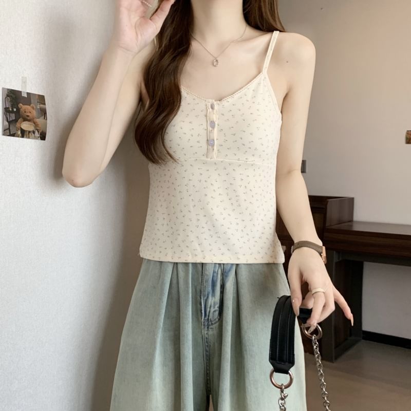 Cami Print Henley Floral Top