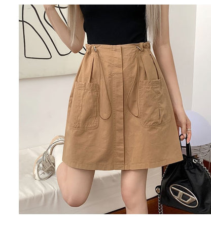 Drawstring Waist Plain A