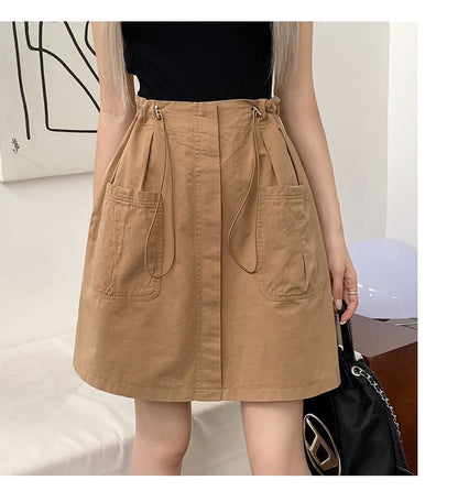 Drawstring Waist Plain A