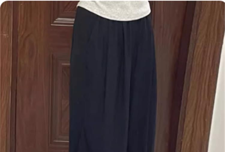 Elastic Waist Plain Wide Leg Pants