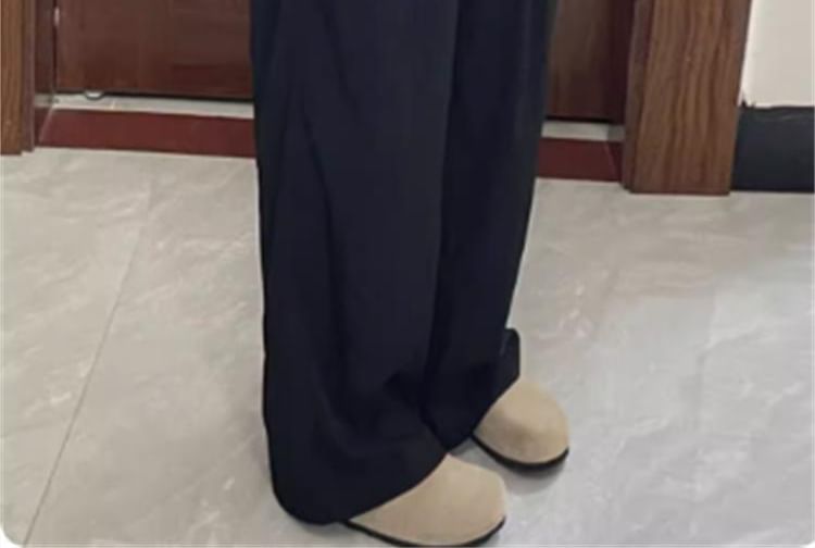 Elastic Waist Plain Wide Leg Pants