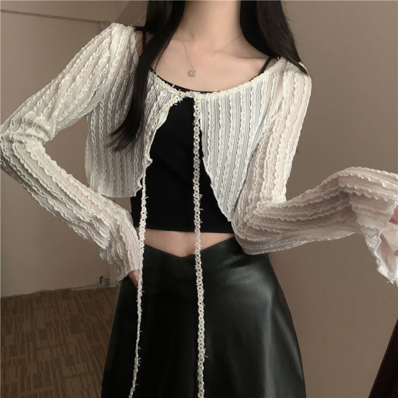 Boatneck Open Front Crop Cardigan