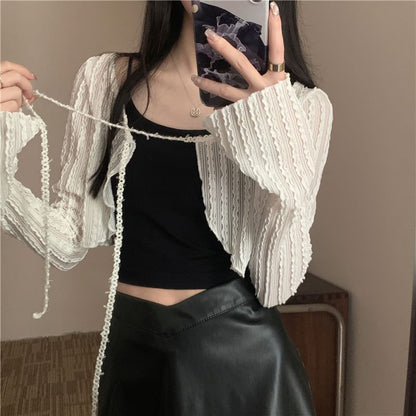 Boatneck Open Front Crop Cardigan