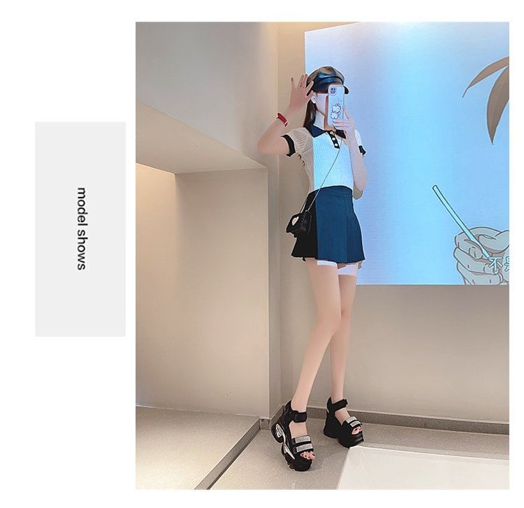 Sandals Rhinestone Wedge Platform