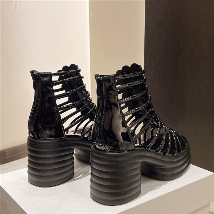 Sandals Heel Plain Block Platform