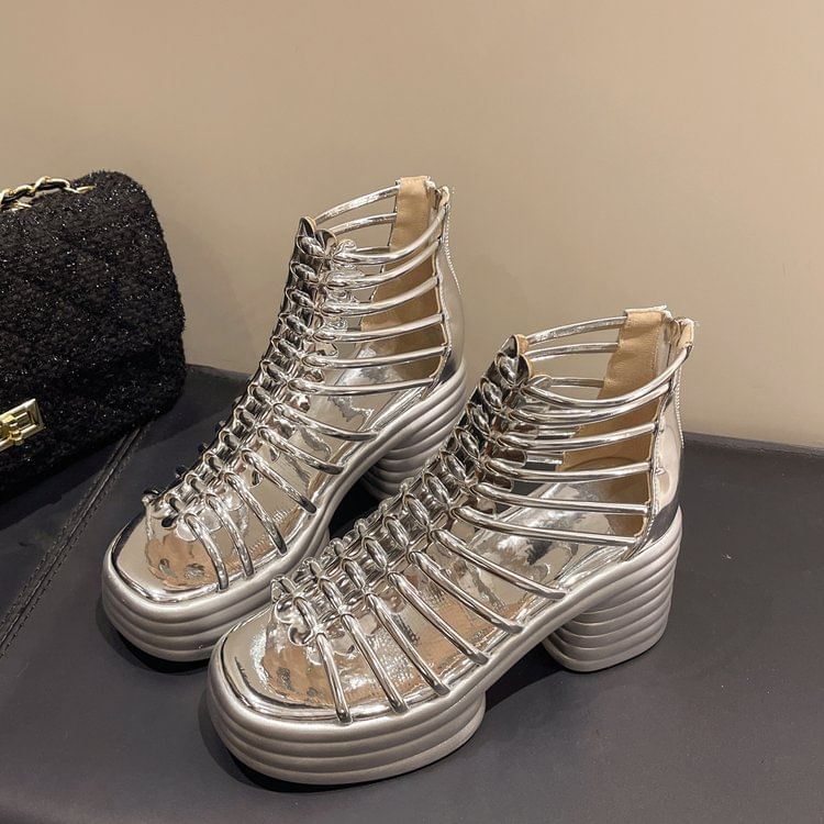 Sandals Heel Plain Block Platform