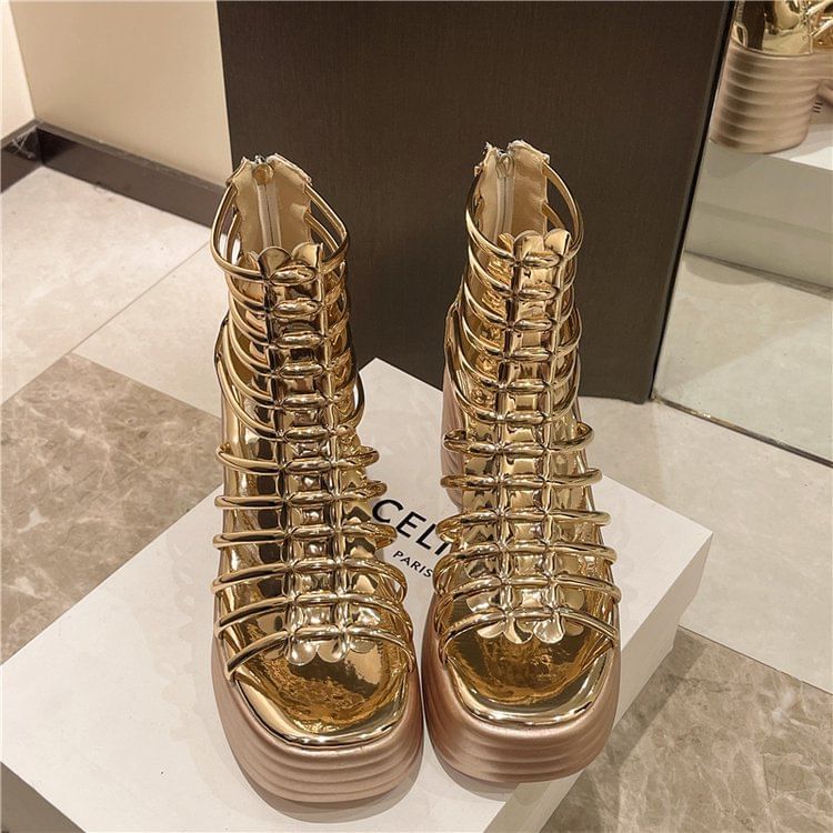 Sandals Heel Plain Block Platform