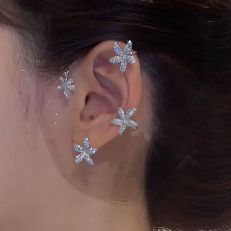 Cuff Rhinestone Floral Ear