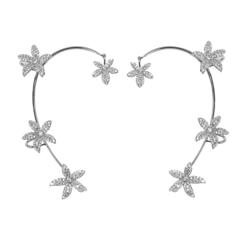 Cuff Rhinestone Floral Ear