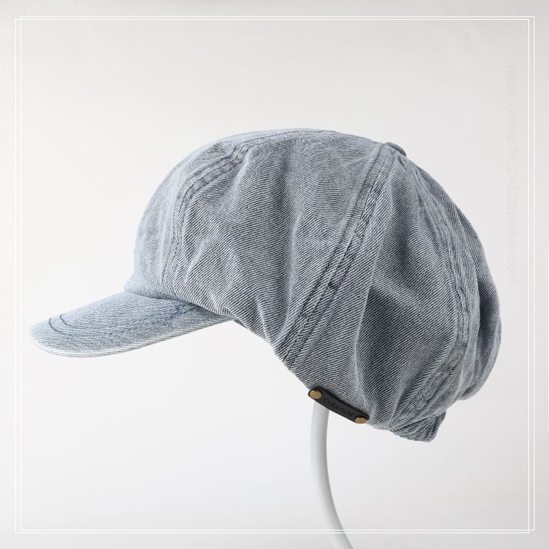 Ribbon Newsboy Denim Cap