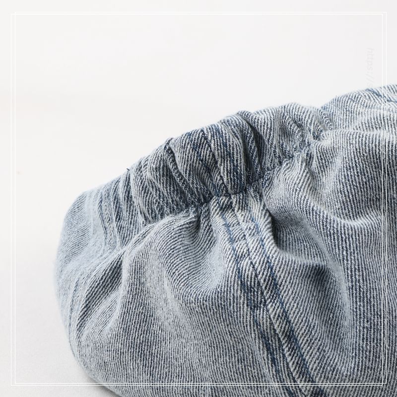 Ribbon Newsboy Denim Cap