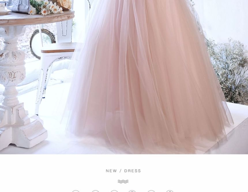 A-Line Strapless Gown Mesh Evening
