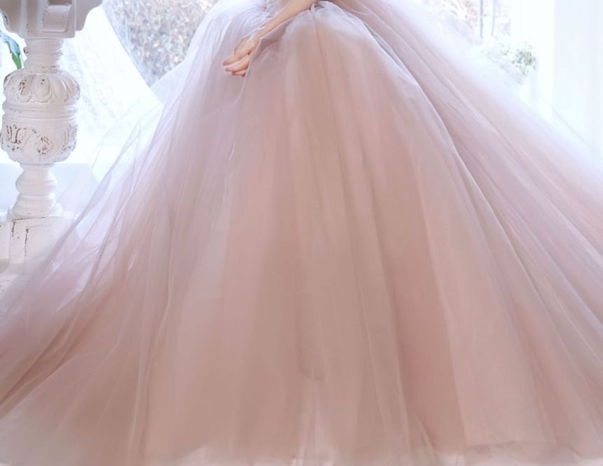 A-Line Strapless Gown Mesh Evening