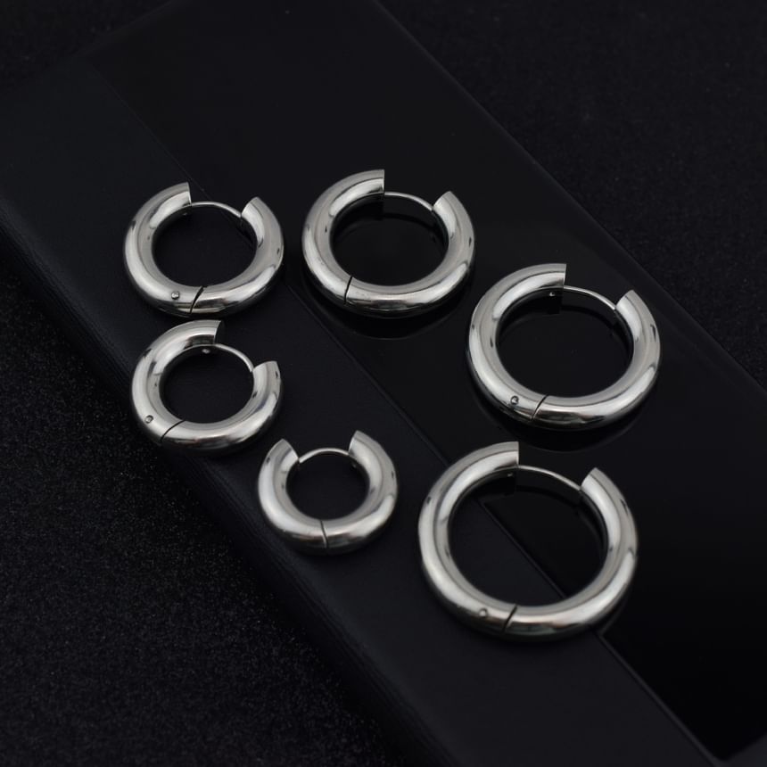 Polished Stainless Steel Huggie Earring (Various Designs)