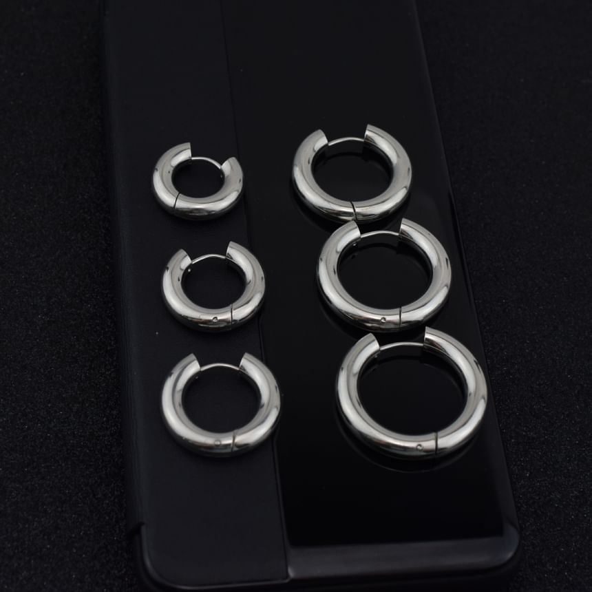 Polished Stainless Steel Huggie Earring (Various Designs)