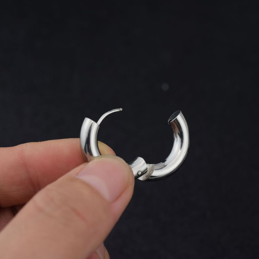 Polished Stainless Steel Huggie Earring (Various Designs)