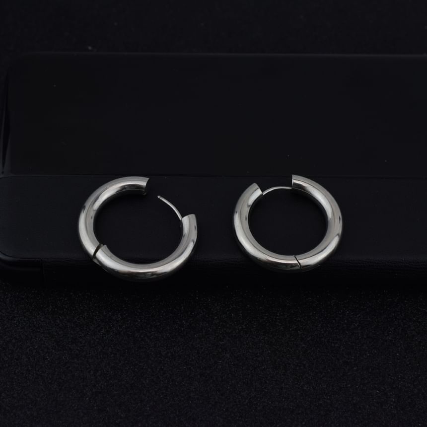 Polished Stainless Steel Huggie Earring (Various Designs)
