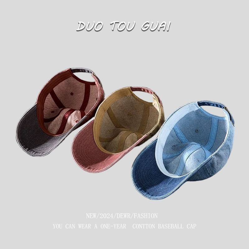 Tone Baseball Cap Two Denim Washed