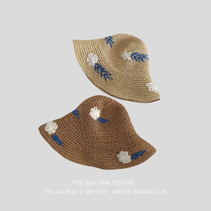 Woven Floral Sun Hat Accent