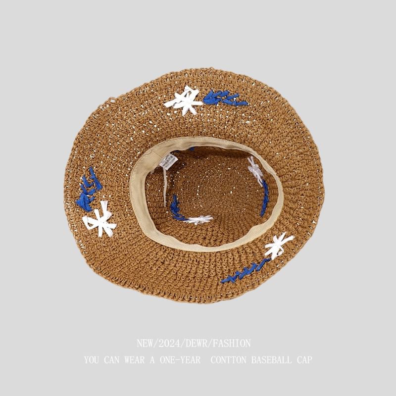 Woven Floral Sun Hat Accent