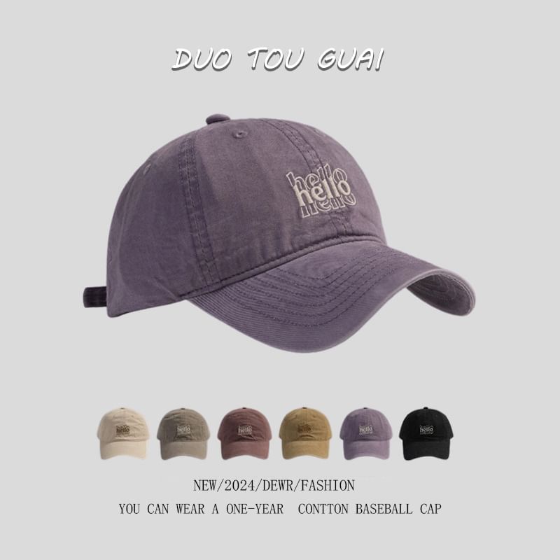 Lettering Embroidered Cap Baseball