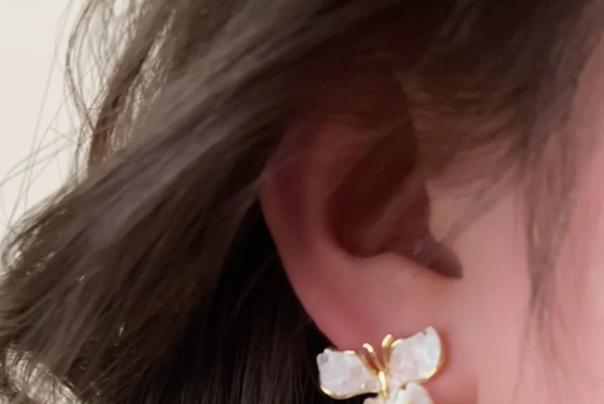 Butterfly Floral Faux Crystal Alloy Stud Earring