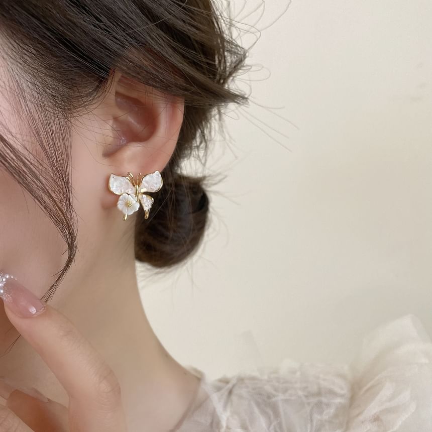 Butterfly Floral Faux Crystal Alloy Stud Earring