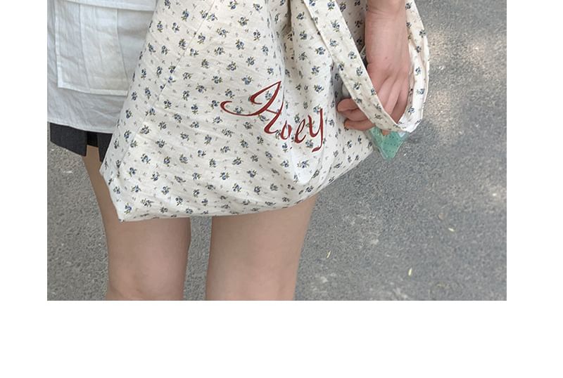 Floral Lettering Shopper Bag