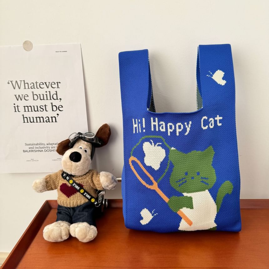 Bag Knit Tote Cat