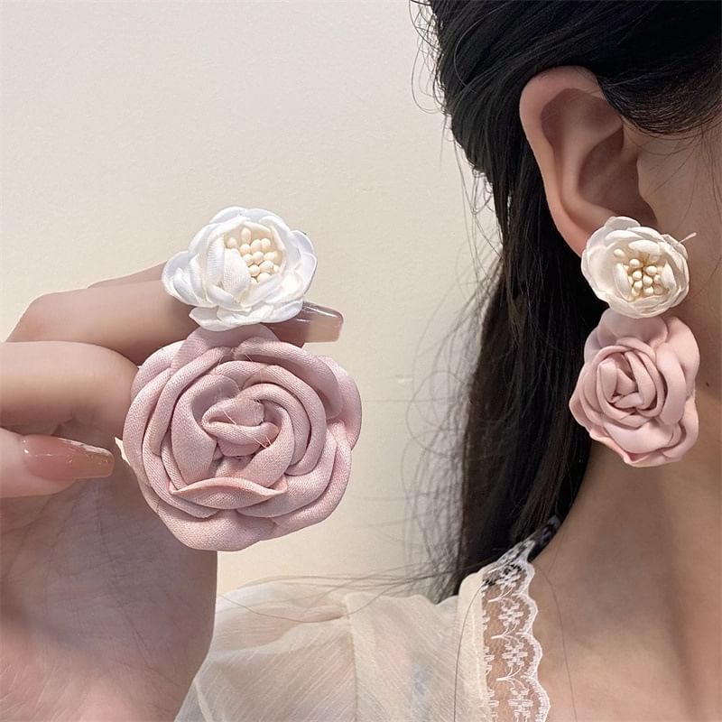 Fabric Earring Floral Drop
