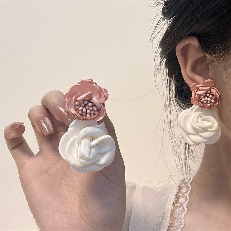 Fabric Earring Floral Drop