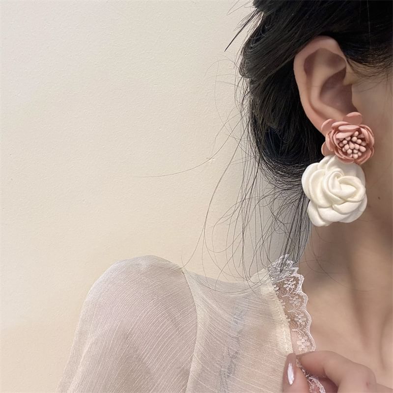 Fabric Earring Floral Drop