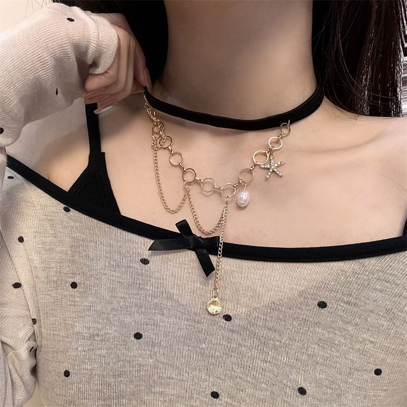 Shell Pearl Starfish Chain Layered Thigh Faux