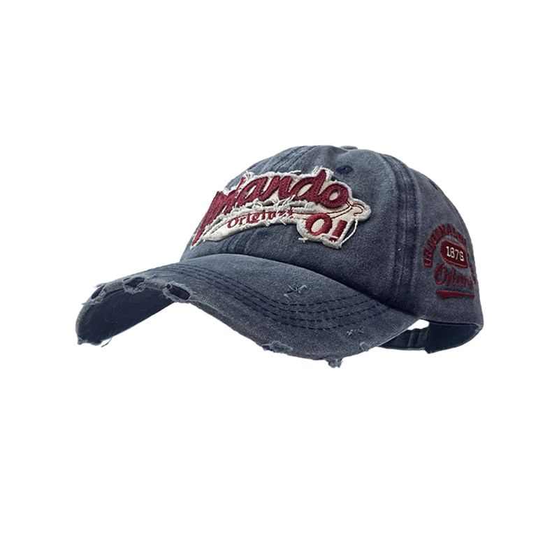 Washed Distressed Baseball Cap Lettering Applique