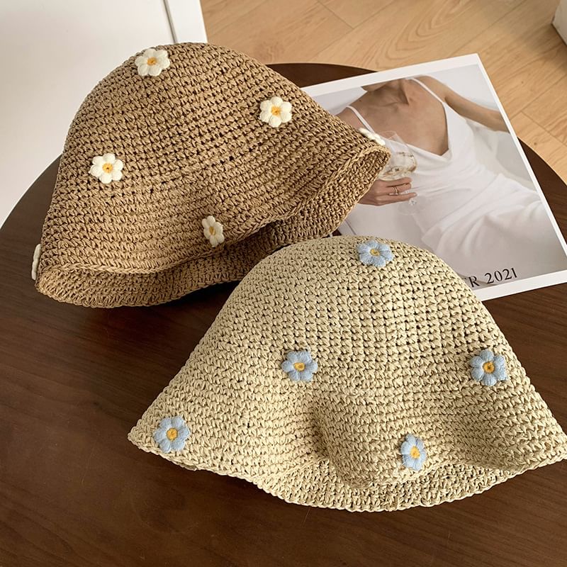 Straw Hat Flower Bucket