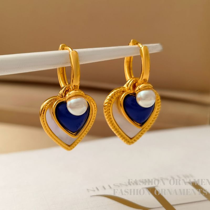 Heart Faux Pearl Alloy Drop Earring