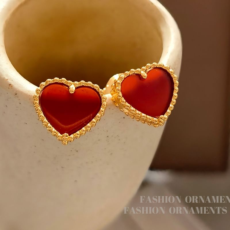 Heart Resin Alloy Stud Earring