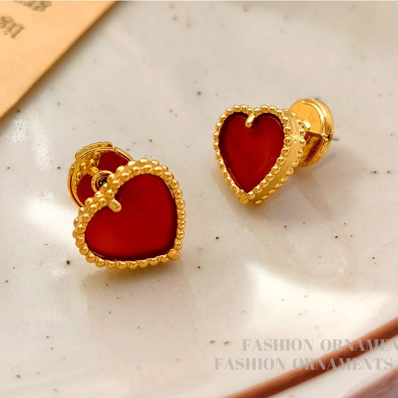 Heart Resin Alloy Stud Earring