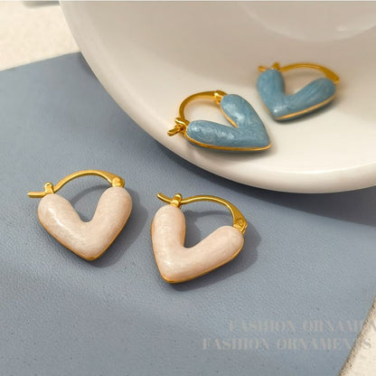 Heart Glaze Alloy Huggie Earring